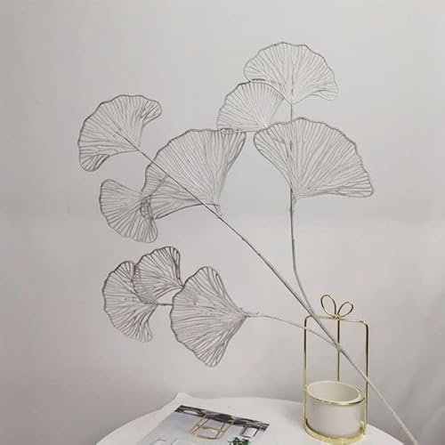 Gefälschte Hochzeit Ginkgo-Blatt-Blumen-Zweig Künstliche Ginkgo-Blätter Home Shop Decor-Silber von JOYDREAMDESIGN