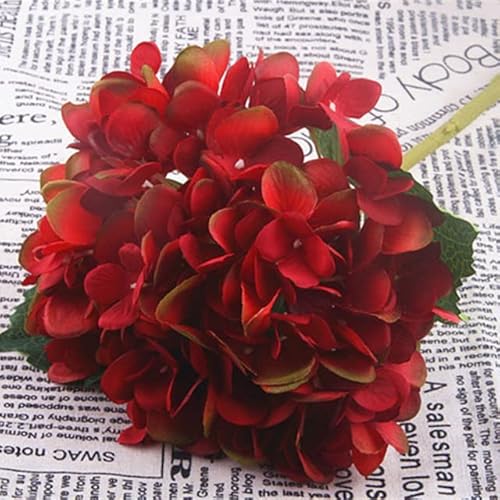 Künstliche Hortensie-Blume, einzelne Hochzeit, künstliche Blume, Seidenblume, Bögen, Weihnachten, Zuhause, dekorative Blumen, rot von JOYDREAMDESIGN