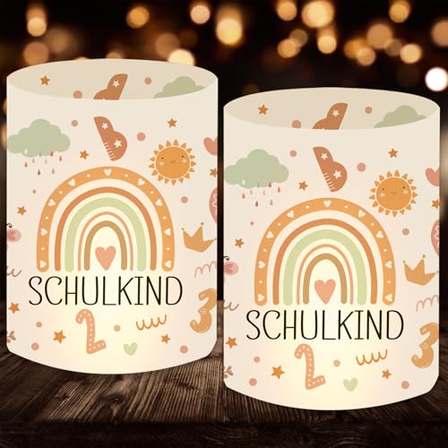 12 Windlicht Tischdeko Einschulung Mädchen, Endlich Schulkind 2025 Mädchen Deko, Schulanfang Deko mit Boho Regenbogen, Geeignet für Teelichter oder Kerzen 12 Windlicht Tischdeko Einschulung Mädchen, Endlich Schulkind 2025 Mädchen Deko, Schulanfang Deko mit Boho Regenbogen, Geeignet für Teelichter oder Kerzen von JOYEASE