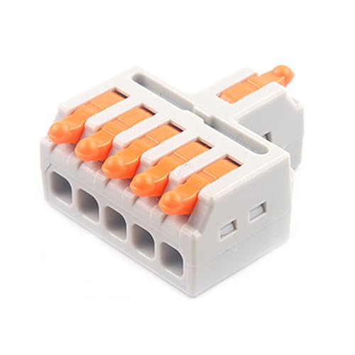 JOYELEC 11 Stück Verbindungsklemmen,D1-5 Schnellanschlussklemme Kabelverbinder,Kompakten Steckklemmen 1 Eingänge/5 Ausgänge, Kabel 0.08-2.5(4.0) mm²,250V,32A Leiter Klemme von JOYELEC