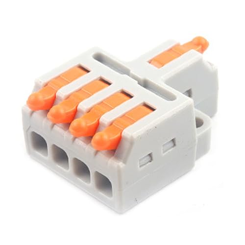JOYELEC 13 Stück Verbindungsklemmen,D1-4 Schnellanschlussklemme Kabelverbinder,Kompakten Steckklemmen 1 Eingänge/4 Ausgänge, Kabel 0.08-2.5(4.0) mm²,250V,32A Leiter Klemme von JOYELEC