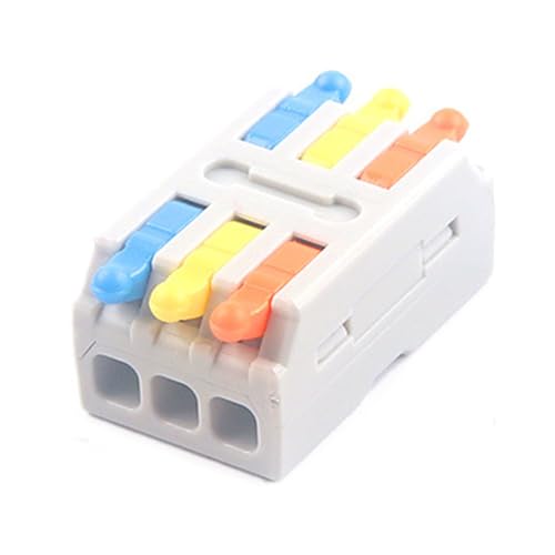 JOYELEC 13 Stück Verbindungsklemmen,D3-3 Schnellanschlussklemme Kabelverbinder,Kompakten Steckklemmen 3 Eingänge/3 Ausgänge, Kabel 0.08-2.5(4.0) mm²,250V,32A Leiter Klemme von JOYELEC