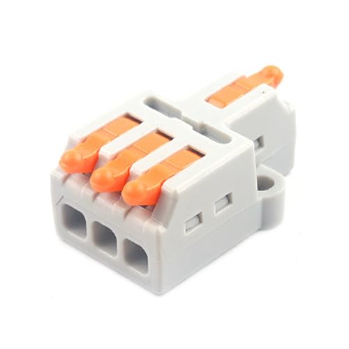 JOYELEC 15 Stück Verbindungsklemmen,D1-3 Schnellanschlussklemme Kabelverbinder,Kompakten Steckklemmen 1 Eingänge/3 Ausgänge, Kabel 0.08-2.5(4.0) mm²,250V,32A Leiter Klemme von JOYELEC