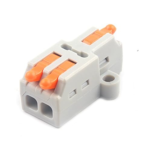 JOYELEC 20 Stück Verbindungsklemmen,D1-2 Schnellanschlussklemme Kabelverbinder,Kompakten Steckklemmen 1 Eingänge/2 Ausgänge, Kabel 0.08-2.5(4.0) mm²,250V,32A Leiter Klemme von JOYELEC