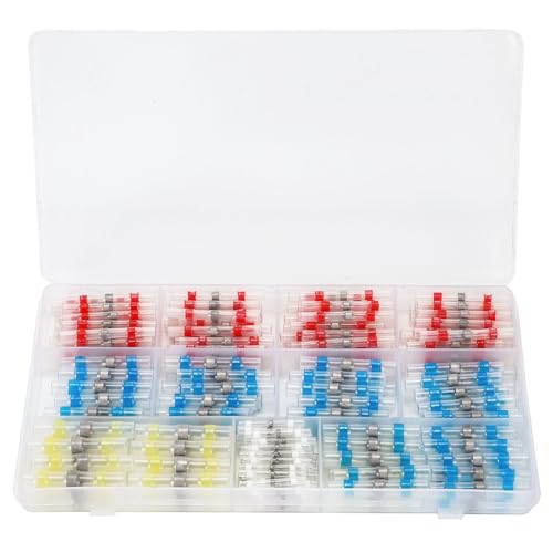 JOYELEC 250stk Kabelverbinder，4 types Lötverbinder mit Schrumpfschlauch，26-10AWG(0.25mm²-6.0mm²) Wasserdicht Schrumpfverbinder，Schrumpfschweißen Stoßverbinder (250 Stücke in Boxen) von JOYELEC