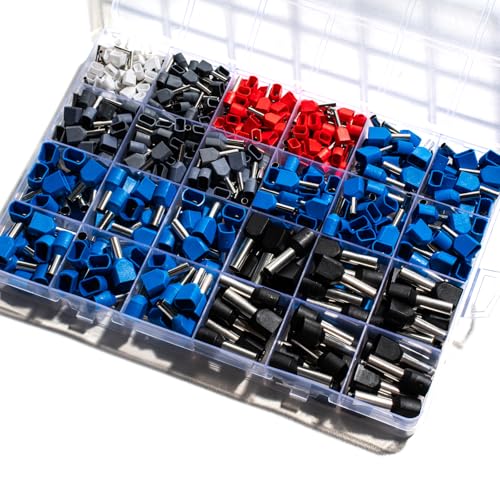 JOYELEC 550 Stück TE 2 x 0,5-2 x 6 mm² Doppel-Crimpen elektrische Kabelschuhe, enthält elektrische Endstücke, Aderendhülsen für Doppelkabelenden, geeignet für industrielle Haushaltsschaltung von JOYELEC