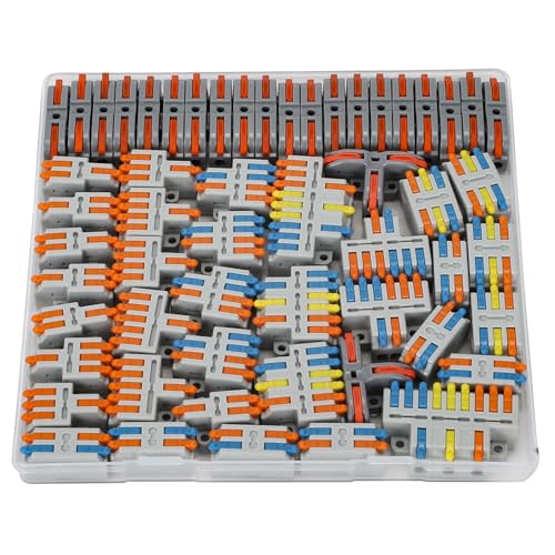 JOYELEC 56 Stück Verbindungsklemmen,Mischen mehrerer Spezifikationen Schnellanschlussklemme Kabelverbinder,Kompakten Steckklemmen, Kabel 0.08-2.5(4.0) mm²,250V,32A Leiter Klemme von JOYELEC