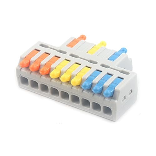 JOYELEC 6 Stück Verbindungsklemmen,D3-9 Schnellanschlussklemme Kabelverbinder,Kompakten Steckklemmen 3 Eingänge/9 Ausgänge, Kabel 0.08-2.5(4.0) mm²,250V,32A Leiter Klemme von JOYELEC