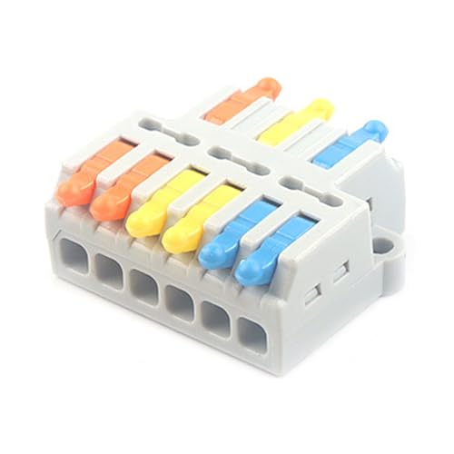 JOYELEC 8 Stück Verbindungsklemmen,D3-6 Schnellanschlussklemme Kabelverbinder,Kompakten Steckklemmen 3 Eingänge/6 Ausgänge, Kabel 0.08-2.5(4.0) mm²,250V,32A Leiter Klemme von JOYELEC
