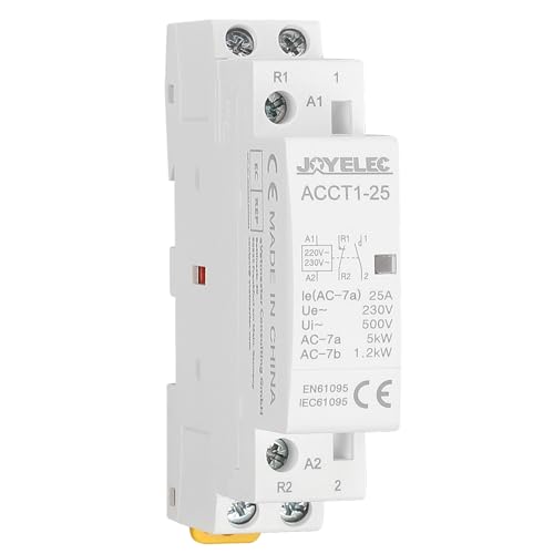 JOYELEC Haushalt-Wechselstromschütz, 2P 25A 1NO1NC Automatisches 220V/230V 50/60Hz, 2-polig, 35-mm-DIN-Schienenmontage von JOYELEC