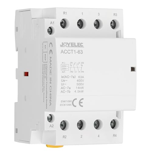 JOYELEC Haushalt-Wechselstromschütz, 4P 63A 2NO2NC Automatisches AC220V/230V 50/60Hz, 4-polig, 35-mm-DIN-Schienenmontage von JOYELEC