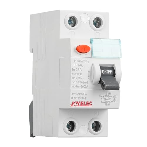 JOYELEC Schaltungsverlustschutz Schutzschalter Mit Auslaufschutz Überlastschutz 2-poilg 25A Leitungsschutzschalter AC230V Leckageschalter,1P+N,6kA, Idn=0.03A von JOYELEC