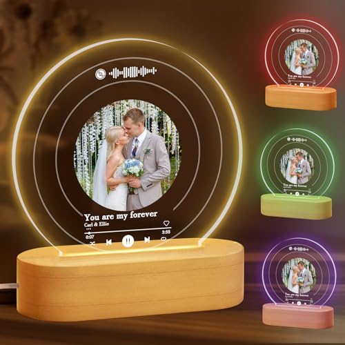 JOYENDER Geschenk Personalisier Vinyl Platte mit Foto Acryl Spotify Glas Personalisiert Valentinstagsgeschenk für Sie und Ihn Jahrestag Paar Geburtstagsgeschenk für Freund und Freundin Foto Nachtlampe von JOYENDER