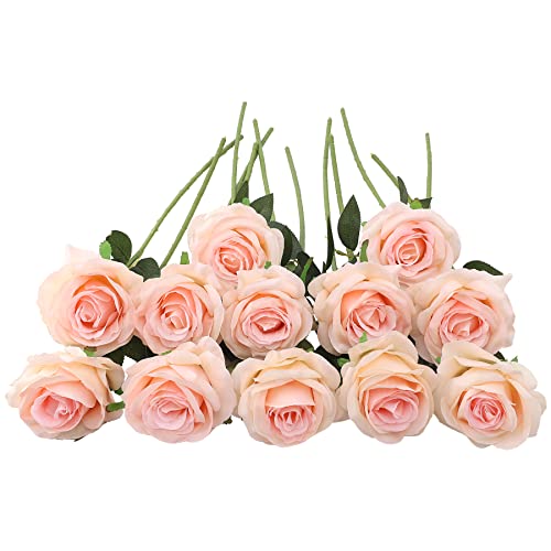 JOYHAZE Künstliche Rosen, 50 cm, einzelner Langer Stiel, Seidenblumen, blühende Rosen für Hochzeit, Zuhause, Party, Büro, Tischdekoration, DIY-Blumenarrangements, 12 Stück von JOYHAZE