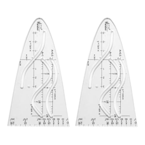 2 Stück Parabelschablone Mathe, Kurvenschablone, Normalparabel Schablone, Parabel Lineal Parabel Zeichenschablone Parabel Schablone für Studenten Büro Designer Malerei, Cosinus Tangens von JOYIAL
