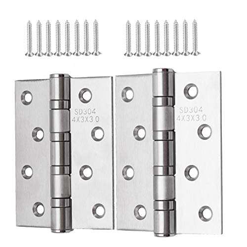 2 Stück Edelstahl Türscharnier, Edelstahl Scharniere, Schwerlast Kugellagerscharniere 10cm x 7.5cm, Groß Schwerlast Türscharnier Scharniere für Massive Türen Innen Außen (COLOR:Silber) von JOYIAL