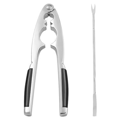 JOYIAL Hochwertiger Nussknacker, Nussknacker Edelstah 2 Stück Set, Walnüsse Nussknacker mit Krabbennadel, Metall Walnussknacker mit Rutschfestem Griff für alle Arten von Nüssen Hummercracker von JOYIAL