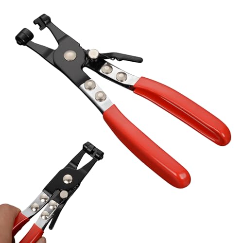 Schlauchklemmenzange Schlauchschellenzange mit Gerader Hals, Schlauchschellen Entfernungs für Schlauchschellen Entfernungs und Installationswerkzeug Auto-Reparaturwerkzeug (Rot) von JOYIAL
