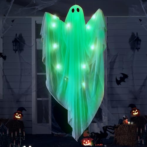 JOYIN 119 cm Halloween-Hängegeist-Außendekoration mit gruseligem grünem LED-Licht, hängende Halloween-Geister für draußen und drinnen, Vorgarten, Terrasse, Rasen, Garten, Party-Dekoration JOYIN 119 cm Halloween-Hängegeist-Außendekoration mit gruseligem grünem LED-Licht, hängende Halloween-Geister für draußen und drinnen, Vorgarten, Terrasse, Rasen, Garten, Party-Dekoration von JOYIN