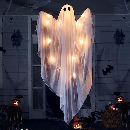 JOYIN 119cm Halloween-Hexenpfähle als Gartendekoration, Hexenpfähle mit bunten leuchtenden Köpfen für Gartendekorationspfähle, Halloween-Requisiten, Rasen- und Hofdekorationen von JOYIN