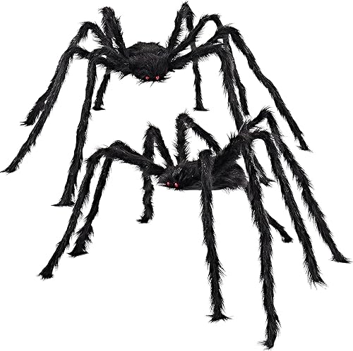JOYIN 2 Stück Haarige Spinne 60'/160cm Halloween Spider Horror Gruselige Dekoration für Halloween und Spukhäuser Party Deko Groß für Indoor Outdoor Garten von JOYIN
