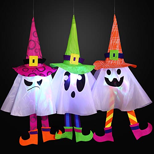 JOYIN 3 Packungen Halloween-Geister-LED-Leuchtlaternen für Halloween, Outdoor-Dekoration, Halloween-Motto-Partydekorationen von JOYIN