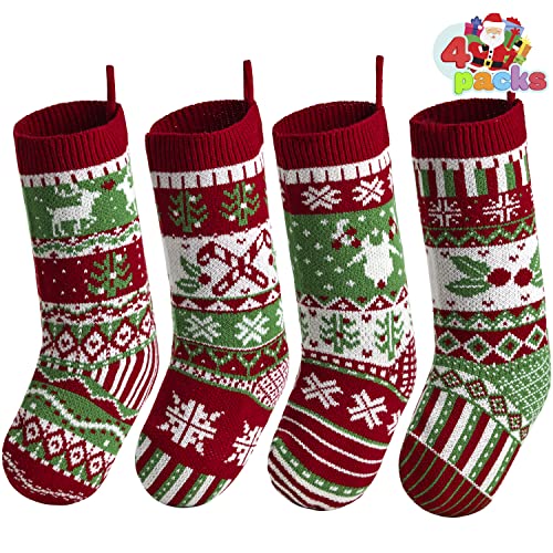 JOYIN 4 Pack 45.7cm Gestrickte, große rustikale Zopfmuster Nikolausstrumpf-Nikolausstiefel für für Weihnachten Familien Feiertagsdekorationen Weihnachtsbaum von JOYIN