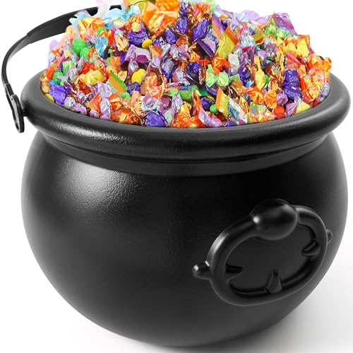 JOYIN Großer schwarzer Halloween-Kessel 19,1 cm, Halloween-Süßigkeitenkessel, Wasserkocher, Topf und Eimer, schwarzer Hexenkessel, Süßigkeitenhalter, Halloween St. Patricks Party Favor Dekoration von JOYIN