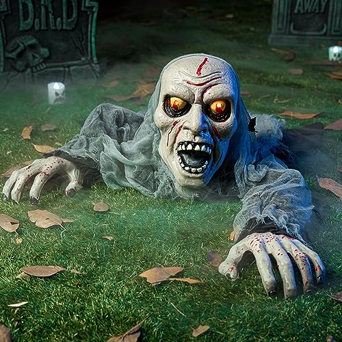 JOYIN Halloween-Dekor leuchtender Zombie Groundbreaker animiert mit Blutfleck und gruseligem Sound, Beste Halloween-Dekorationen, Spukhaus, Rasen, Hofdekoration von JOYIN