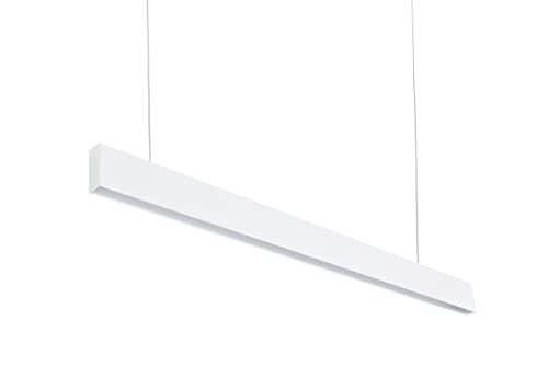 36W LED Pendelleuchte esstisch Hängeleuchte Büro 4000K Natural Licht mit OSRAM Chips Büroleuchte Pendellampe aus Aluminum Hängelampe für Arbeitszimmer Esszimmer -120cm (Floodlight, White) von JOYINLED