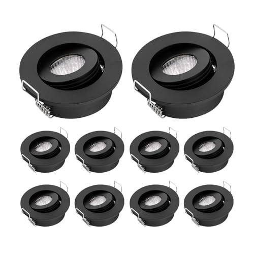 JOYINLED 10pcs Stück Dimmbar Downlights Deckenleuchte 30 ° drehbaren LED COB Spot 3Watt 300Lumen + Treiber 3000 K Warm Weiß von JOYINLED