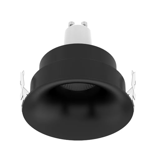 JOYINLED 6er Einbaustrahler GU10 Set Einbaurahmen Schwarz 230V Spots, inkl. GU10 Fassung, LED 58-80mm Lochdurchmesser Rund, Non Schwenkbar Einbauspots Rahmen für LED oder Halogen Leuchtmittel von JOYINLED