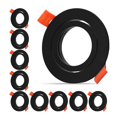 JOYINLED Einbaustrahler - 10er Set - rund schwenkbar Alu schwarz, Einbaurahmen Lochdurchmesser 65mm, Decken Spot inkl. GU5.3 Fassung für LED/Halogen von JOYINLED