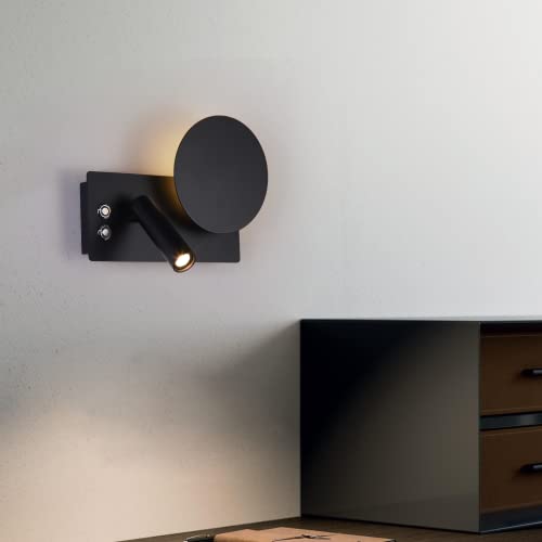 JOYINLED LED Leselampen Schwarz Leselicht mit mit USB+Type-C Schalter Modern Bettleuchten Bettlampe Wandleuchte Innen Wandlampe Schwenkbar Flur Schlafzimmer 8W Warmweiß (Schwarz) von JOYINLED