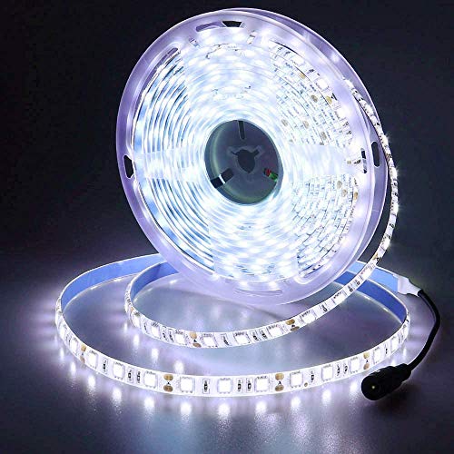 JOYLIT 12V LED Strip 5M Kaltweiß 6000-6500K IP65 Wasserdicht, 300LEDs 5050 SMD Flexibler Streifen Licht Selbstklebend Dimmbar LED Band Beleuchtung für Küche, Garten usw (Ohne Netzteil) von JOYLIT