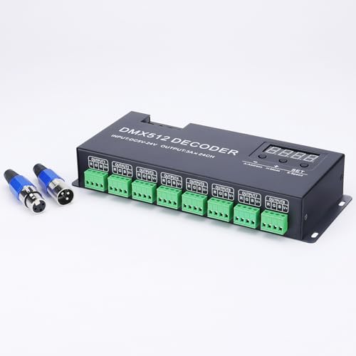 JOYLIT 24 Kanal RGB DMX LED Decoder mit Digitalanzeige, DC 5V-24V 3A/CH 72A DMX512 Decoder RGB Controller, 24CH PWM DMX512 Dimmertreiber für Mehrfarbig Licht Streifen JOYLIT 24 Kanal RGB DMX LED Decoder mit Digitalanzeige, DC 5V-24V 3A/CH 72A DMX512 Decoder RGB Controller, 24CH PWM DMX512 Dimmertreiber für Mehrfarbig Licht Streifen von JOYLIT