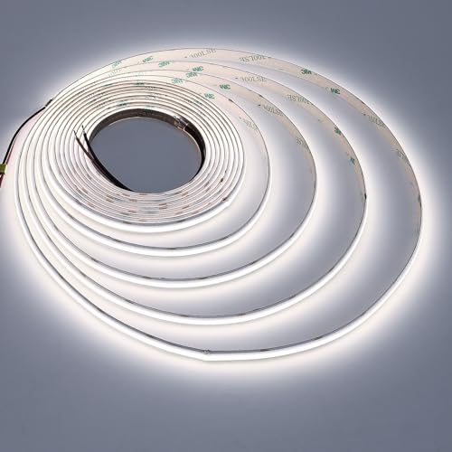 JOYLIT 24V COB LED Streifen Kaltweiß 6000K 120° Innen, 5M 384LEDs/M LED Strip Dimmbar CRI 90+ 4500LM Hell Selbstklebend Lichtband für Schlafzimmer, Wohnzimmer, Büro, Hotel von JOYLIT