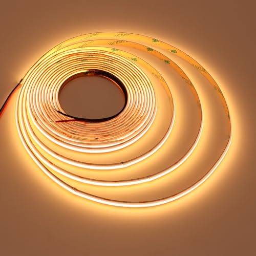 JOYLIT 24V COB LED Streifen Warmweiß 2700K 120° Innen, 5M 384LEDs/M LED Strip Dimmbar CRI 90+ 4500LM Hell Selbstklebend Lichtband für Schlafzimmer, Wohnzimmer, Büro, Hotel von JOYLIT