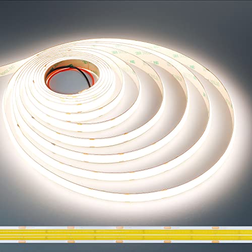 JOYLIT 24V COB LED Strip Doppelreihe 5M 4000K Natürliches Weiß 15000LM Ultrahell, CE UL PRO CRI 95+ 960LEDs/M 25W/M Dimmbar LED Streifen, Flexibel Selbstklebend Innen Weiss Licht Band für Industrie von JOYLIT