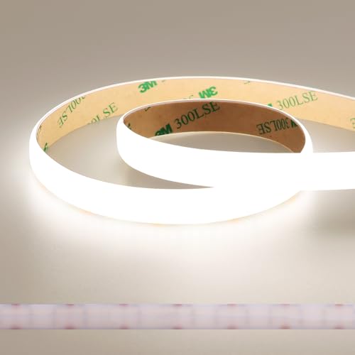 JOYLIT 24V Doppelreihe COB LED Strip Diffusion 5M Wasserfest Neutralweiß 4000K 560LEDs/M ohne Punkte 10250LM Superhell, CE UL PRO CRI 92+ 12MM 24W/M Dimmbar LED Streifen für Commercial, Home, Decke von JOYLIT