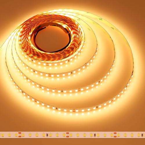 JOYLIT 24V LED Streifen 5M Warmweiss 2700K 9500LM Sehr Hell CRI 92+, CE UL Profi 90W 2835 SMD 126LEDs/M Hohe Dicht Selbstklebend Licht Band Weiß, IP20 Innen LED Strip Beleuchtung für Wohnen, Gewerbe von JOYLIT