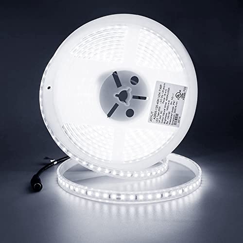 JOYLIT 24V LED Streifen 5M Kaltweiß 7500LM Sehr Hell IP67 Wasserdicht, UL CE PROFI CRI 90+ Außen Weiss Licht Band 90W mit 120LEDs/M SMD 2835 Hohe Dichte Light Strip für Küche, Bad, Wohnen, Gewerbe von JOYLIT