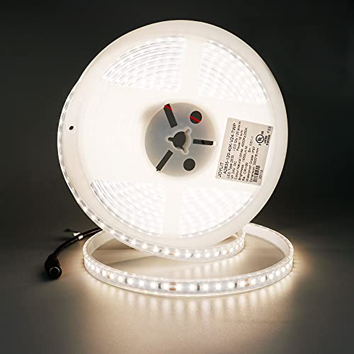 JOYLIT 24V LED Streifen 5M Natürliches Weiß 7500LM Sehr Hell IP67 Wasserdicht, UL CE PROFI CRI 90+ Außen Licht Band 90W 120LEDs/M SMD 2835 Hohe Dichte Light Strip für Küche, Bad, Wohnen, Gewerbe JOYLIT 24V LED Streifen 5M Natürliches Weiß 7500LM Sehr Hell IP67 Wasserdicht, UL CE PROFI CRI 90+ Außen Licht Band 90W 120LEDs/M SMD 2835 Hohe Dichte Light Strip für Küche, Bad, Wohnen, Gewerbe von JOYLIT