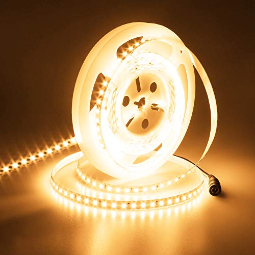 JOYLIT 24V LED Streifen 5M Warmweiss 3000K 7500LM Sehr Hell CRI 90+, CE UL Profi 90W 2835 SMD 120LEDs/M Hohe Dicht Selbstklebend Licht Band Weiß, IP20 Innen LED Strip Beleuchtung für Wohnen, Gewerbe von JOYLIT