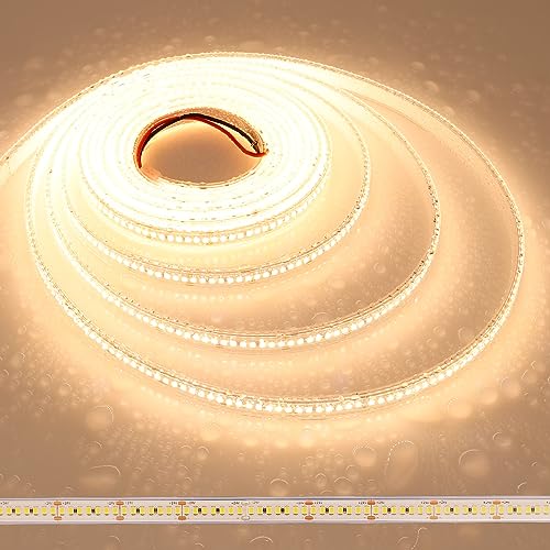 JOYLIT 24V LED Streifen 5M Warmweiss 3000K 11200LM Sehr Hell IP67 Wasserdicht, UL CE Profi CRI 90+ 120W Außen Licht Band mit 240LEDs/M SMD 2835 Hohe Dicht Weiß LED Strip für Wohnen, Gewerbe von JOYLIT