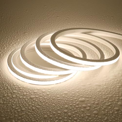 JOYLIT 24V Neon LED Strip 4000K Natürliches Weiss 5M 168LEDs/M 60W Sehr Hell Ohne Punkte Licht Band 10 x 10MM LED Flex Streifen IP67 Wasserdicht Dimmbar Silikon Lichtleiste für Innen Außen Küche Deko von JOYLIT