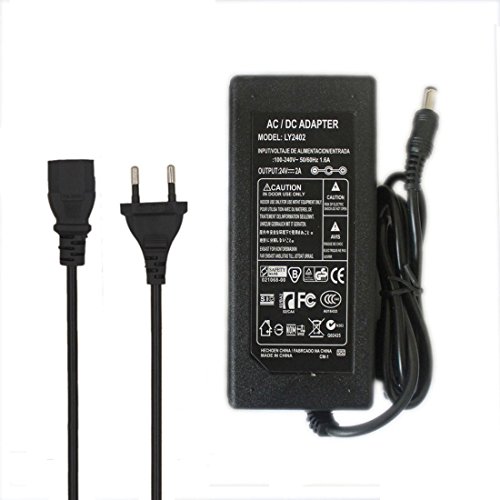 JOYLIT 24V Netzteil 2A 48W Transformatoren AC 110-240V bis DC 24 Volt Trafo Stromversorgung Adapter 5.5 x 2.5mm Stecker für LED Streifen Licht Überwachungskameras von JOYLIT