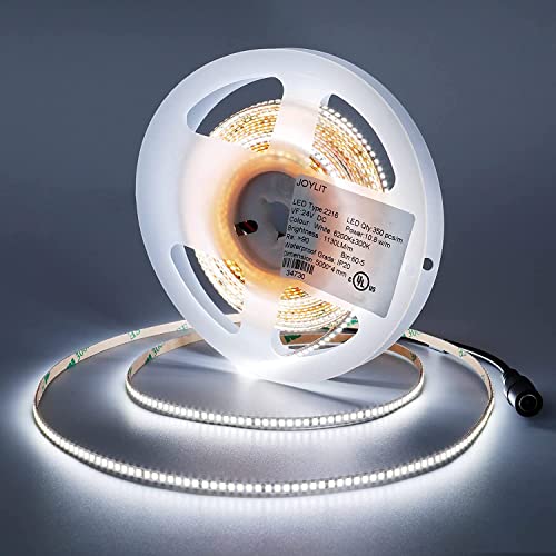 JOYLIT 4MM Breite LED Streifen 24V 5M Kaltweiß 6200K 5500LM Hell, UL CE PROFI CRI 90+ Schmaler Selbstklebend Licht Band 60W 1750LEDs SMD 2216 Hohe Dichte White LED Strip von JOYLIT