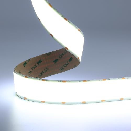 JOYLIT 30MM Breit COB LED Streifen 24V 5M 6000K Kalt Weiß, 5 Reihen 1600LEDs/M Hohe Dichte 40W/M 22000LM Ultrahell LED Band CRI 90+, Selbstklebend LED Strip Für Industrie, Gewerbe (Keine Netzteil) von JOYLIT