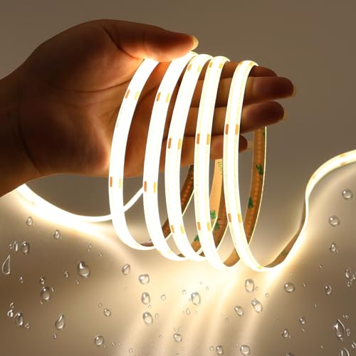 JOYLIT 6M COB LED Streifen 12V IP65 Wasserdicht 4000K Neutral weiss 320LEDs/M CRI 93 LED Band Dimmbar Hohe Helligkeit Selbstklebend Strip Light für Küche Kabinett JOYLIT 6M COB LED Streifen 12V IP65 Wasserdicht 4000K Neutral weiss 320LEDs/M CRI 93 LED Band Dimmbar Hohe Helligkeit Selbstklebend Strip Light für Küche Kabinett von JOYLIT